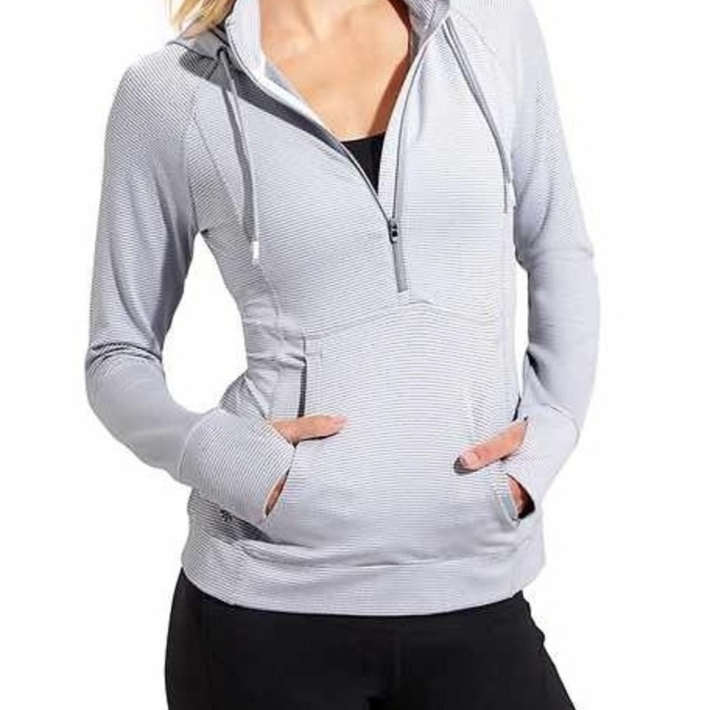 Athleta Heavenly Hail Hoodie 3 in Grey Stripes